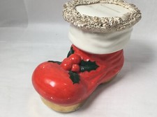 Vintage Spaghetti Saint Nicholas Boot Coin Bank with Holly