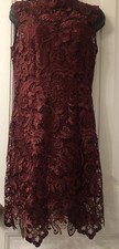 Elegant Burgundy Lace Short Formal Cocktail Evening Holiday Party Dress Size S