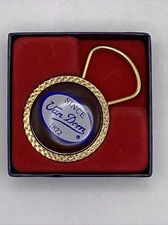 Vtg Van Dorn Ironworks (Van Dorn Demag) Gold Metal Keychain 1 3/8" Diam New NOS