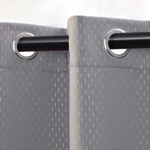 Solid Striped Textured Insulated Thermal Blackout Grommet Curtain Panel Set - Picture 30 of 33