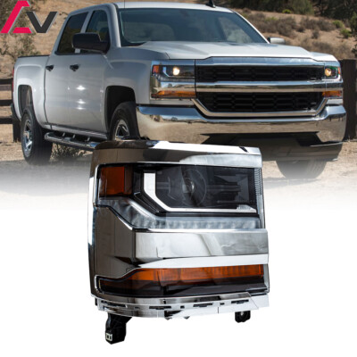 Passenger Headlight For 2016-2019 Chevy Silverado 1500 Xenon/HID Chrome Lamp
