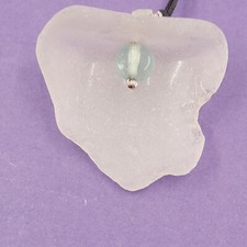 Frosted Sea Glass Pendant Necklace 18"