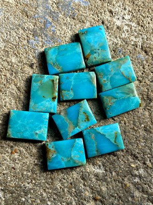 5 Pcs Lot AAA+ Quality Natural Mohave Turquoise Rectangle Shape Cabochons.