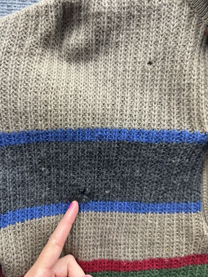 Boston Traders Sweater Mens Size Large 100% Wool Striped Pullover Comfort Wear - Image 4 of 4