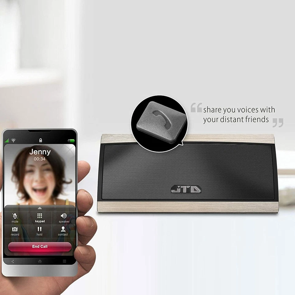 Altavoz portátil inalámbrico Bluetooth JTD 3D sonido estéreo envolvente carcasa metálica Foto 3 de 4