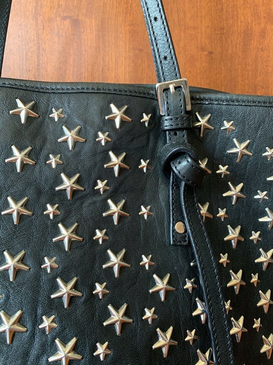 JIMMY CHOO SASHA STAR STUDDED TOTE BAG! BLACK W/SILVER STARS JIMMY CHOO SASHA STAR STUDDED TOTE BAG! BLACK W/SILVER STARS