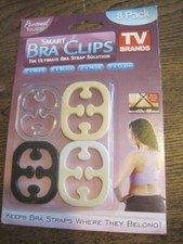 NEW-Smart Bra Clips-Hides Bra Strap/8 Pack of 2 WH/2 BL/2 Nude 2 Clear-TV BRANDS