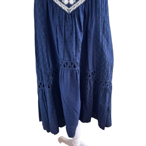MAEVE Anthropologie Tisa Swing Dress Navy Embroidered Sleeveless Sz 4 Festival - Picture 6 of 15