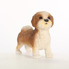 Shih Tzu Figurine Hand Painted Collectible Statue Tan Sport Cut