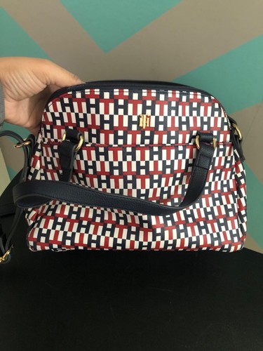 Tommy Hilfiger Satchel bag purse medium straps crossbody red white blue 201