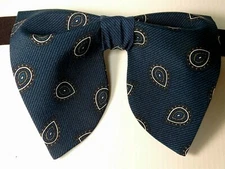 Handmade Oversized Bow tie Vintage style 70`s Paisley Teal/Black Wedding Gift