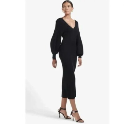 staud vincent dress black STAUD, Mini Vincent Dress in Black, Size XL main image 0