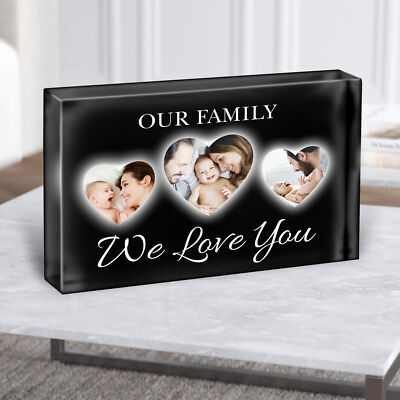 Foto Herzen x 3 Love You Familie personalisierter Acrylblock