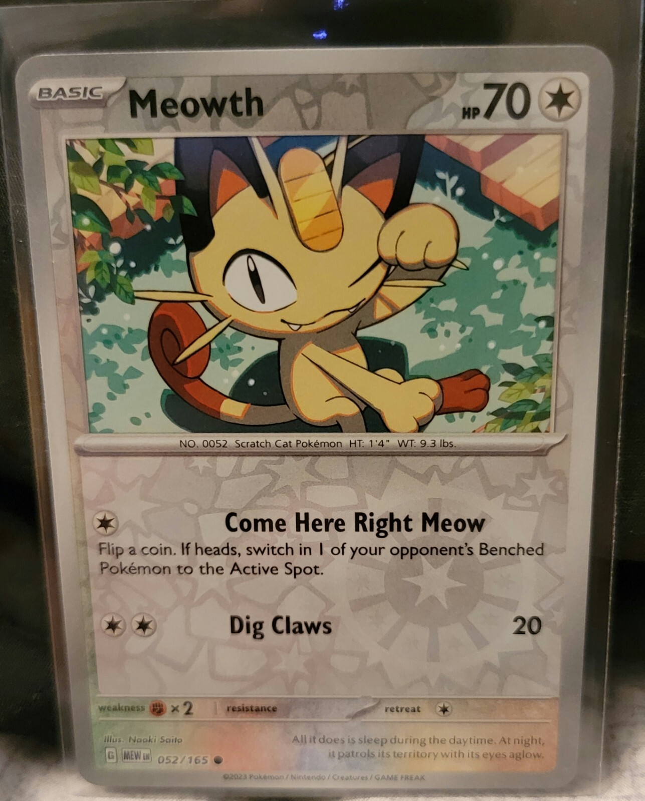 Pokemon TCG Card Meowth 052/165 Scarlet & Violet 151 Reverse Holo NM