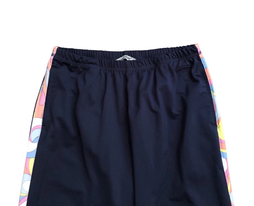 Pantalones de tiro alto vintage a rayas laterales azules talla mediana OLEG CASSINI SPORT para mujer Foto 3 de 4