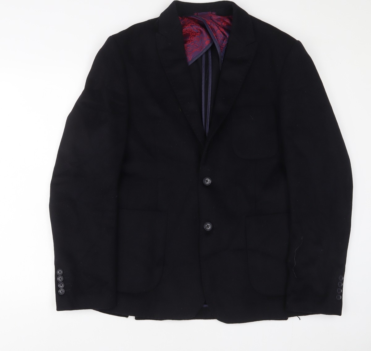 William Hunt Mens Blue Wool Jacket Suit Jacket Size 42 Regular Inside  Pockets