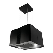 Gurari Umluft Inselhaube Insel Dunstabzugshaube 45cm 1000m³/h Schwarz Glas EEK A