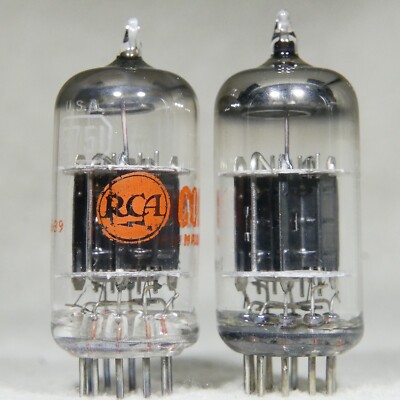 Matched Pair RCA 5751/12AX7/ECC83 Short Black Plate O-Getter Made in USA Strong