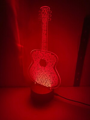 I CAN'T GET IT OUT OF MY HEAD - ELO  Acrylic Guitar With Lyrics COLOR LED Lamp