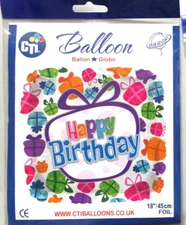 CTi Helium Foil Balloon 18" Happy Birthday Square 414699