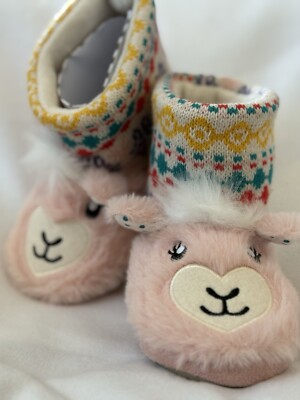Totes 11-12 Toddler Girl Slippers Bootie, Lamas Slippers, Kids Home Shoes New
