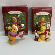 VTG Hallmark Winnie the Pooh Keepsake Ornaments Lot Piglet  Pooh Disney 2000