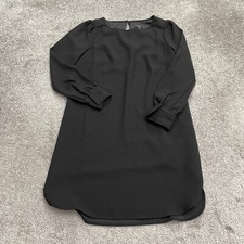 J.Crew Midi Shift Dress In Everyday Crepe Womens 00 Black Long Sleeve Classic