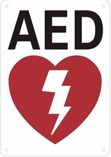 AED Sign (White Background, Aluminium 7X10)-REF24-1027