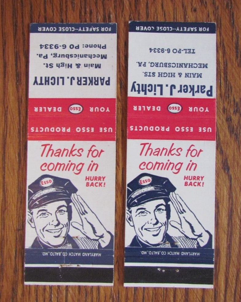 PARKER LICHTY ESSO GAS STATION MATCHBOOK COVERS MECHANICSBURG, PA MATCHCOVERS B eBay