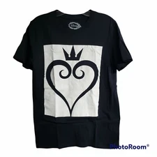 DISNEY T-SHIRT SMALL WOMEN BLACK AND WHITE KINGDOM HEARTS GRAPHIC SHORT SLEEVE 