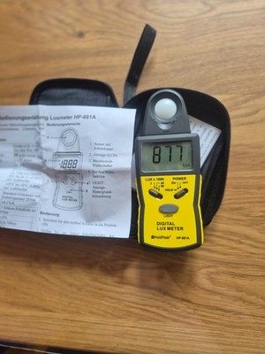 Digitales Luxmeter Holdpeak HP-881A mit abnehmbarem Lichtsensor Neu OVPunbenutzt