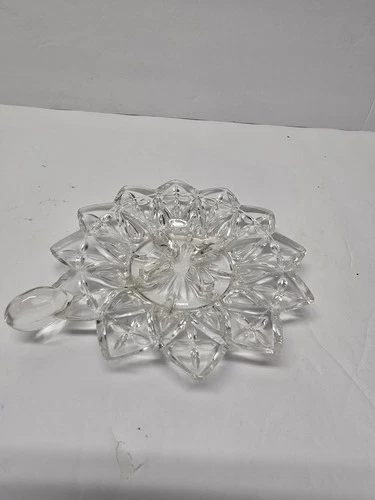 Vintage Federal Glass PETAL Clear Candle Holder Lamp Base