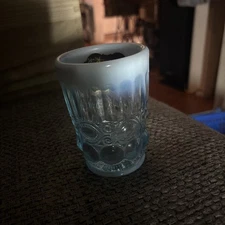 Mosser Glass Eye Winker Aqua Opal 4" Tumbler Opalescent Blue Juice USA