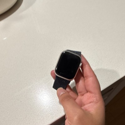 Apple Watch 8 41mm Silver Case Black Fabric Band + charger + new sport band