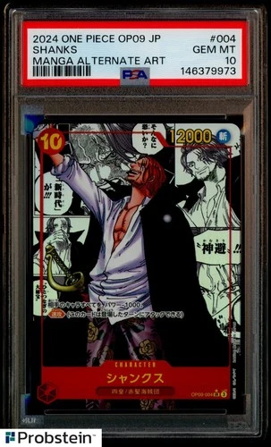 2024 One Piece OP09 Japanese #004 Shanks Manga Alternate Art PSA 10 GEM MINT