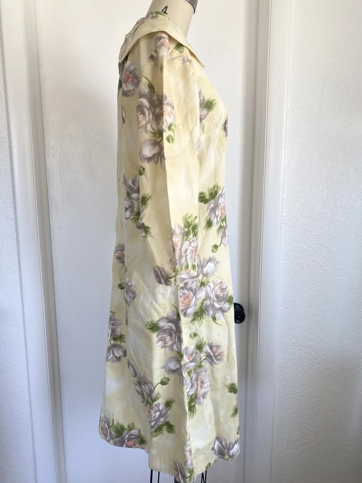 Vestido Vintage de los años 60 Mod Floral Amarillo Retro Ama de Casa Manga Corta M Foto 4 de 4