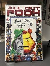 4 x SIGNED Mychaels Original Dr Doom Sketch All Out Pooh Apoohcalypse Variant comic cover