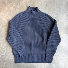J.Crew Ribbed Relaxed Rollneck Pullover Sweater Blue Cotton Womens Extra Small