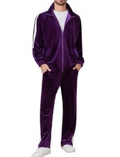 Mens Tracksuit 2 Piece Velour Sweatsuit for Men Casual Full Zip Jogging Suit ...
