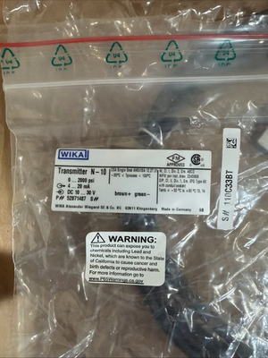 #ad Wika Pressure Transmitter N 10 0 2000 psi 4 20mA 10 30V DC Supply Power $100.00