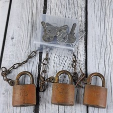 VTG Brass US Pacific Military Lock U.S. Set Padlock w/ Keys Lot of 3