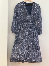 Madewell Tie-Waist Midi Dress in Harvest Vine Sz Medium Blue Tiered Cottagecore