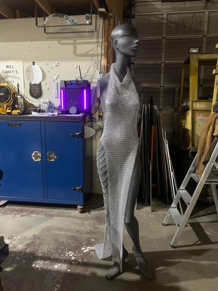 Vestido vikingo de cota de malla de aluminio, para Halloween y LARP COSPLAY Foto 3 de 4