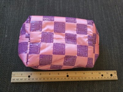 NEW Ulta Puffer Makeup Cosmetic Toiletry Case Pouch Bag In Pink & Purple Sequin