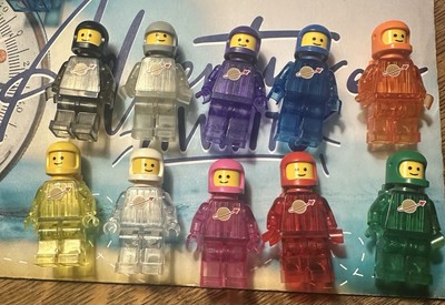 Lego Classic Spaceman Lot Of 15 TOAL Transparent Figure &  GLOWY / UV PRINT