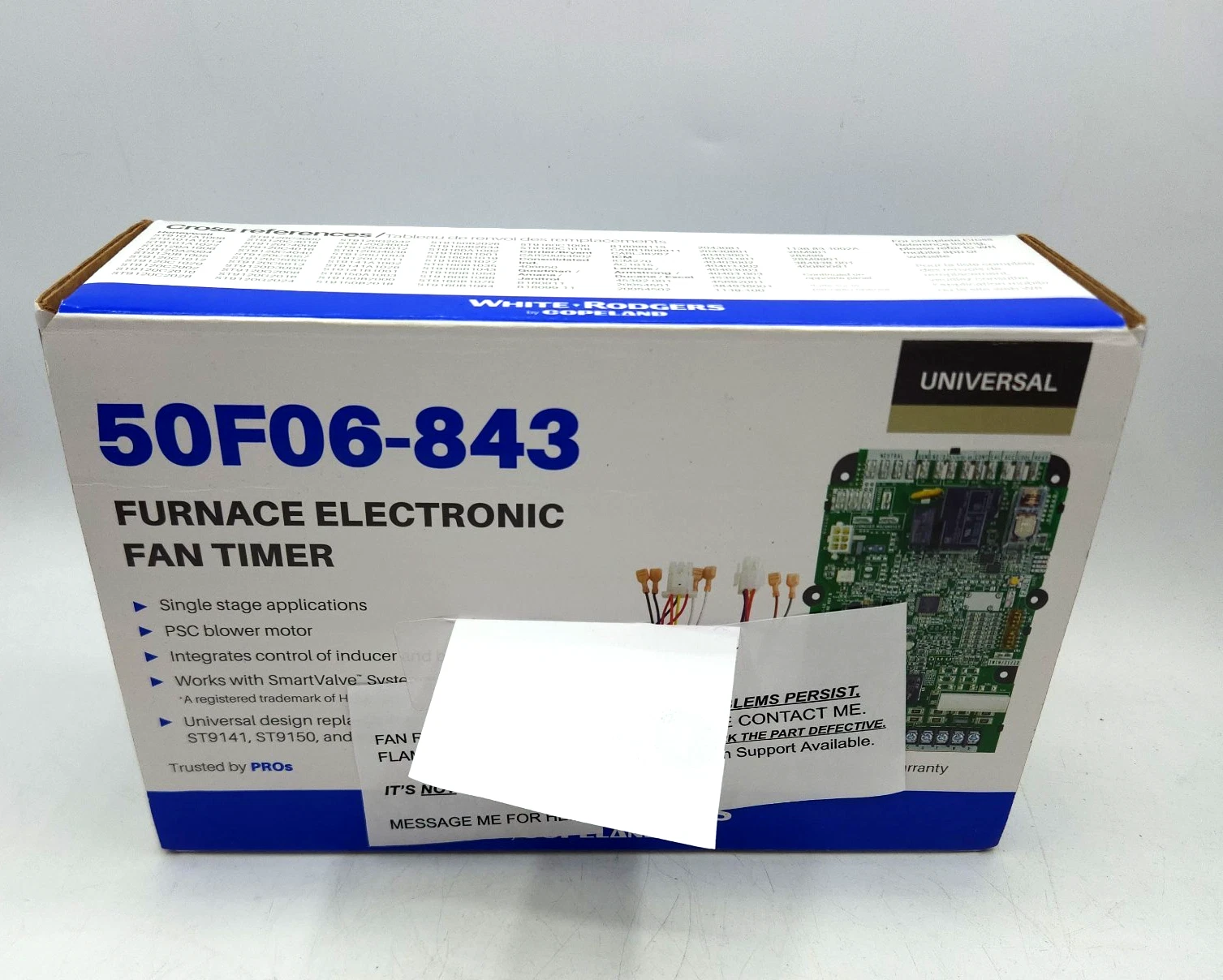 White Rodgers by Copeland Furnace Electric Fan Timer 50F06-843 Open Box