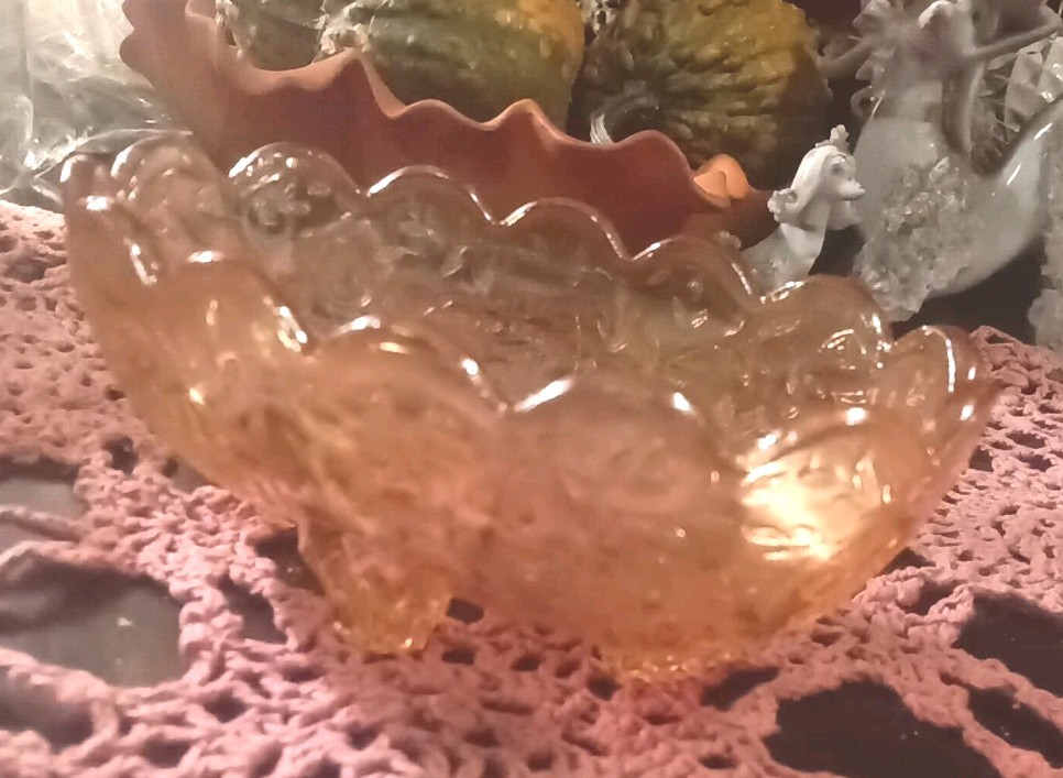 Vintage Jeanette Marigold Carnival Glass Candy Or Trinket Dish 