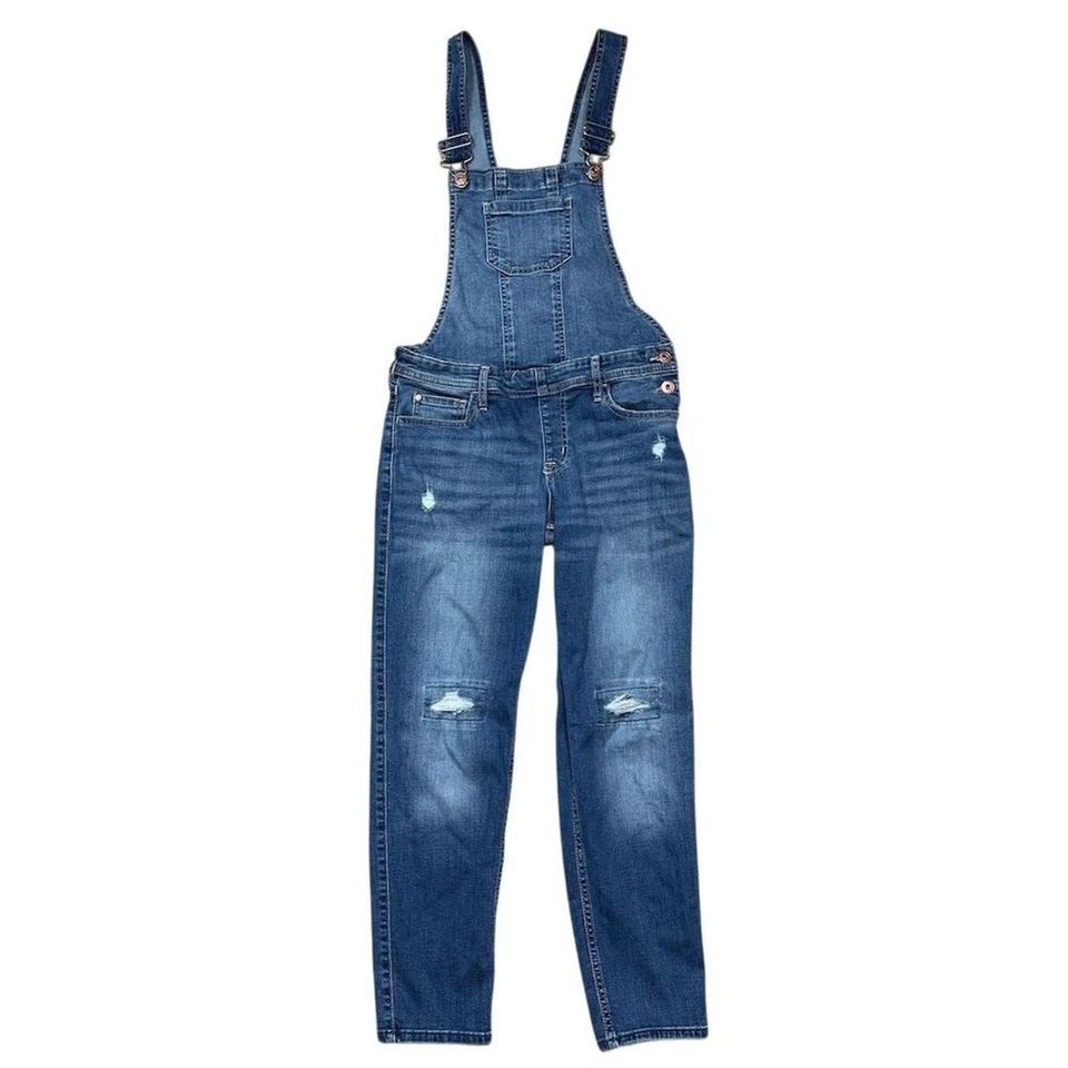 Conjunto de monos y pantalones cortos de mezclilla desgastados para niñas Abercrombie talla 13/14 azul Foto 2 de 4