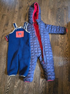 Used Patagonia Fleece Overalls Bib Size 2T and Snozu 24M toddler snow suit