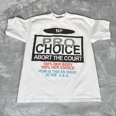 #ad Pro Club Pro Choice Abortion T Shirt Mens L Slim Fit Crewneck White $19.99